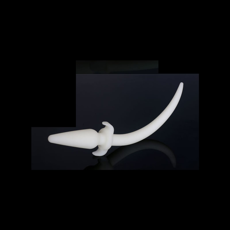 Luminous White Color Silicone Anal Plug with Tail Anus Intruder Puppy Costume